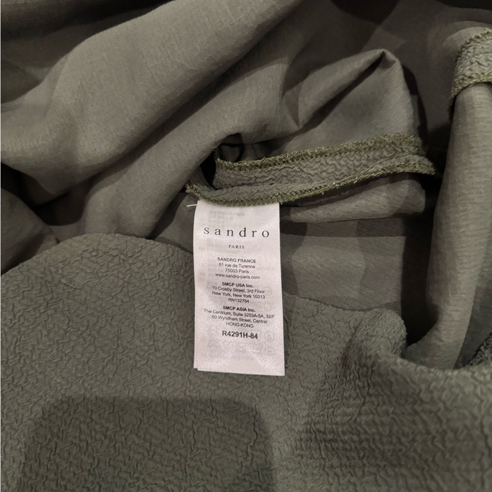 Sandro Paris Shift Dress Minimalist Quiet Luxury Designer Small Olive Green - Picture 9 of 11